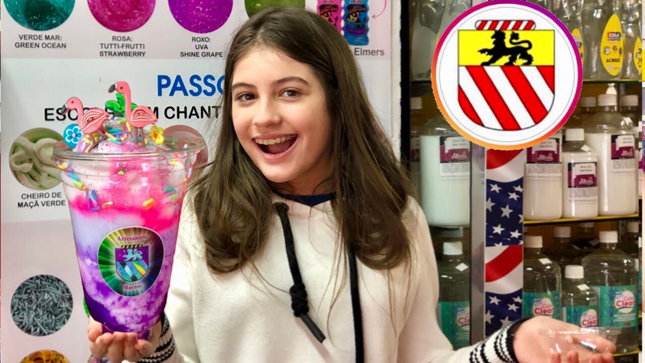 COMO FAZER SORVETE DE SLIME - FIZ UM SORVETE GOURMET DE SLIME E COMPRINHAS NO ARTESANATO BARROS