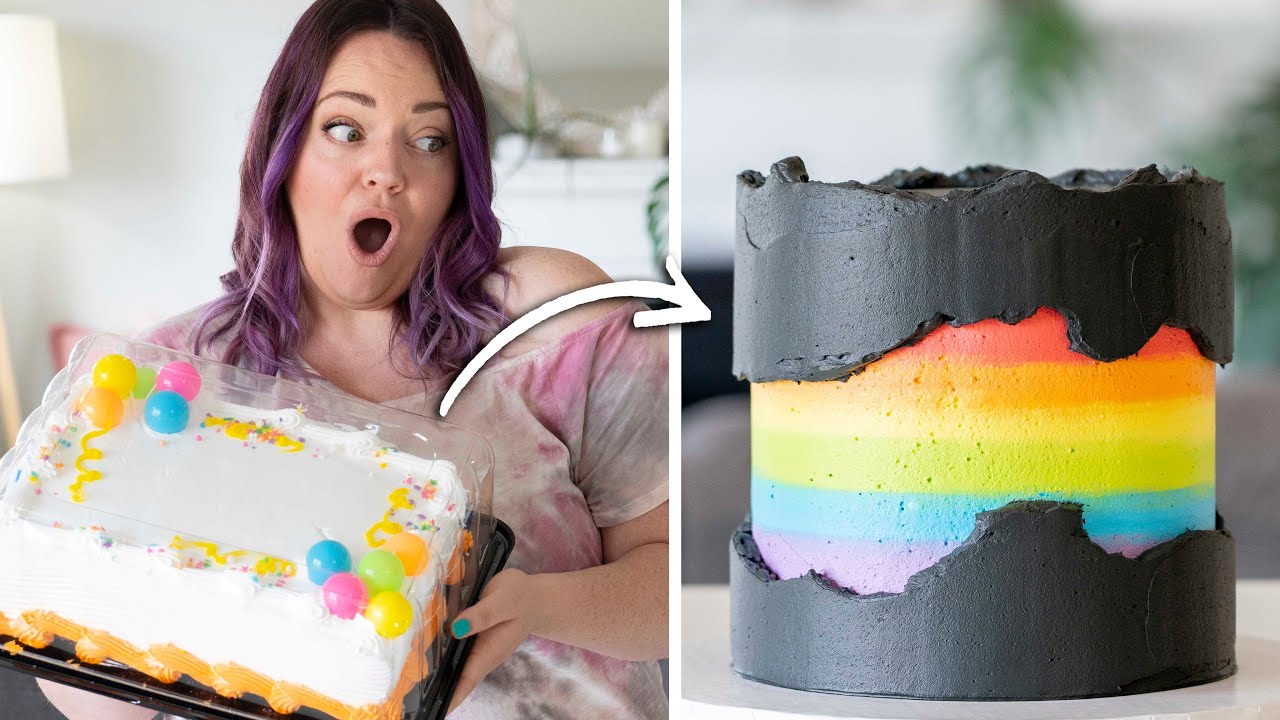 Turning a $20 Grocery Store Cake into a EPIC Rainbow PRIDE Cake!