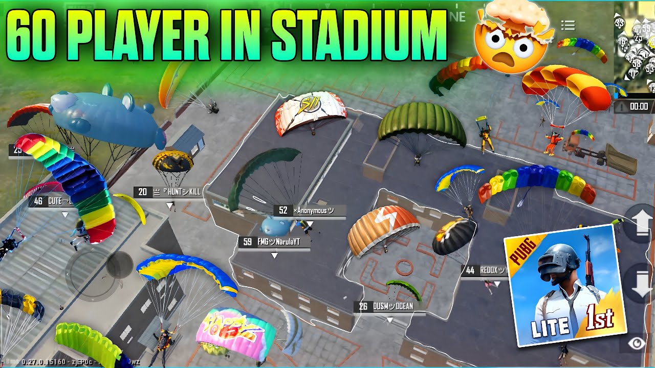 STADIUM FULL of 60 PLAYERS 💀 | PUBG LITE INSANE SURVIVAL CHALLENGE 🔥