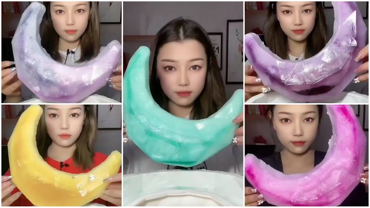 ASMR|FOAM ICE|MOON SHAPED|#SUNGIRL|ASMR ICE EATING