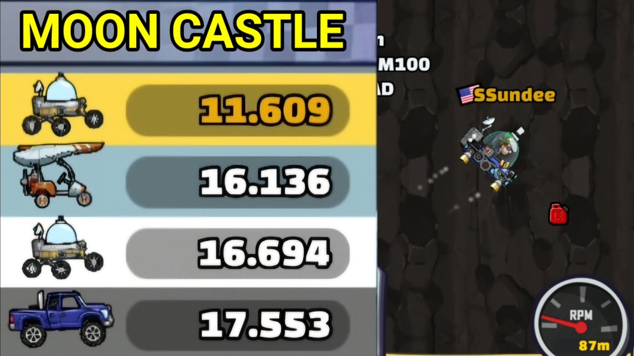 Карта «Лунный замок» в разделе «Общественная демонстрация» — Hill Climb Racing 2