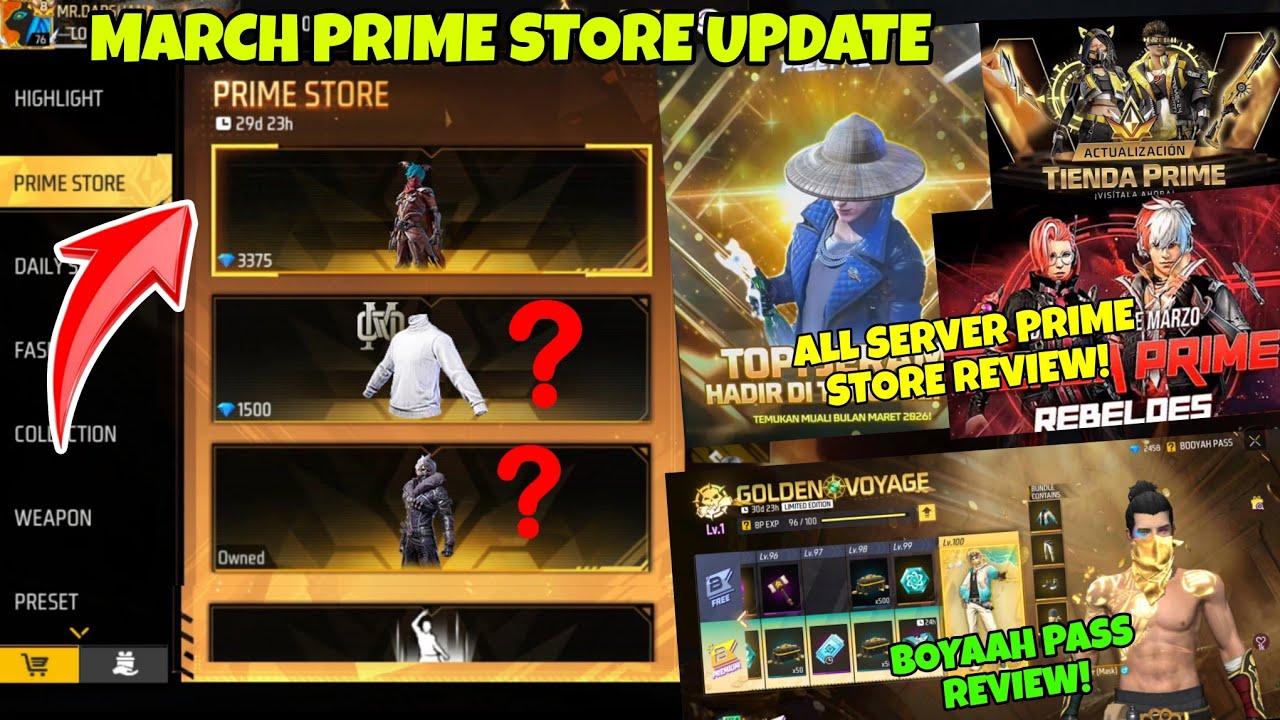 March Prime Store Update 2026 | FREE FIRE NEW EVENT | FF NEW EVENT | FREE FIRE NEW EVENT TODAY FF