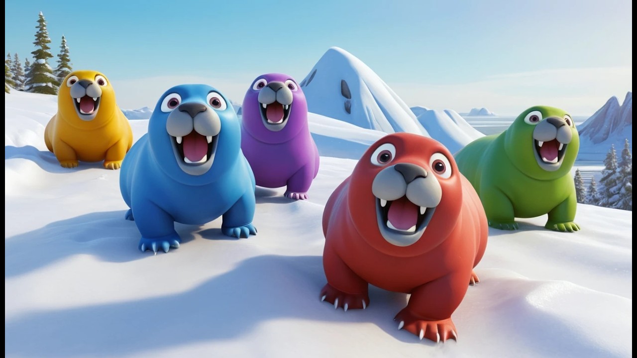 Five Little Walruses Slide Slide Slide | Arctic Animal Song & Action Rhyme