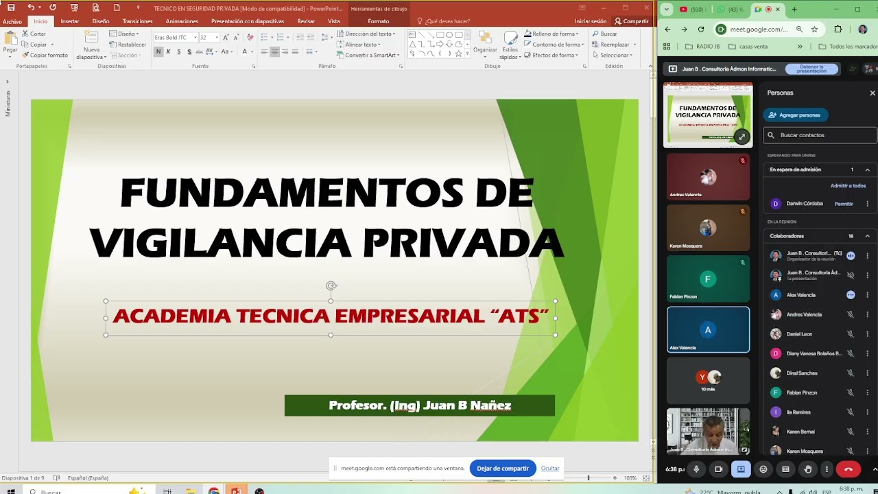 SEG PRIV Clase No 1 Marc Jur y Etica Jueves 12 Mar Docente ing, Juan B Nañez