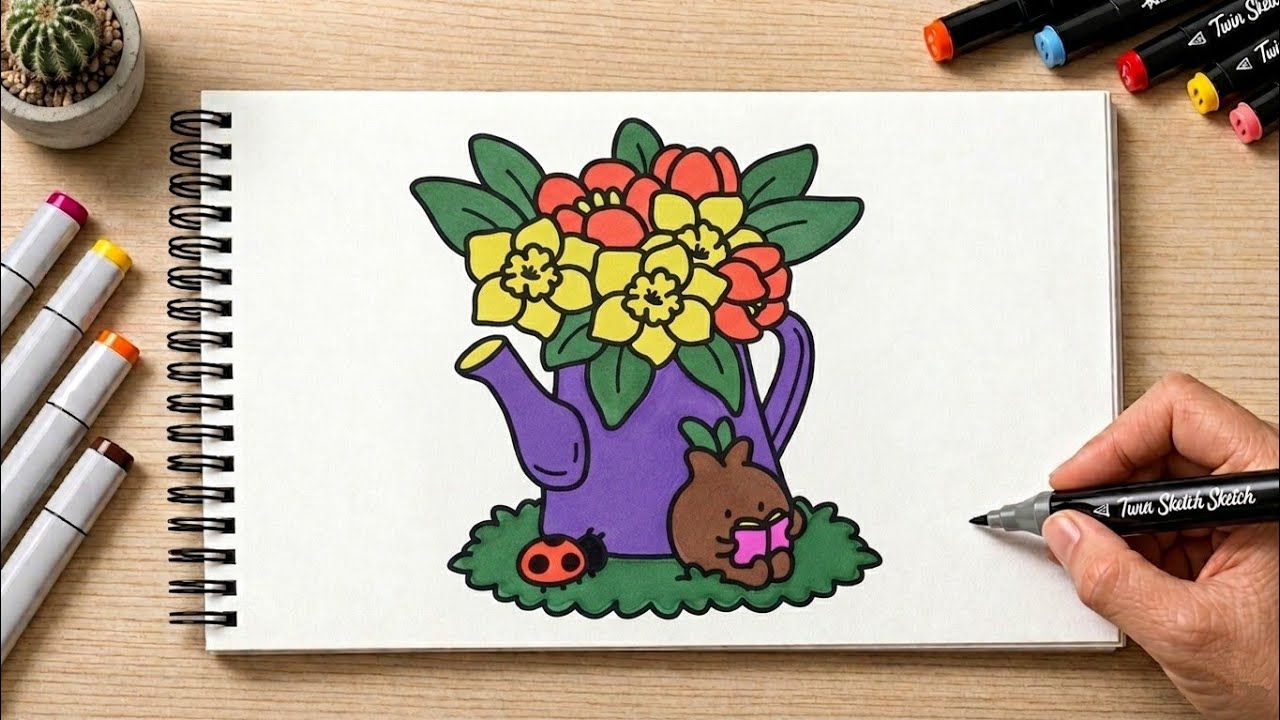 Relaxing marker sounds 1 hour (Compilation video) 🌸