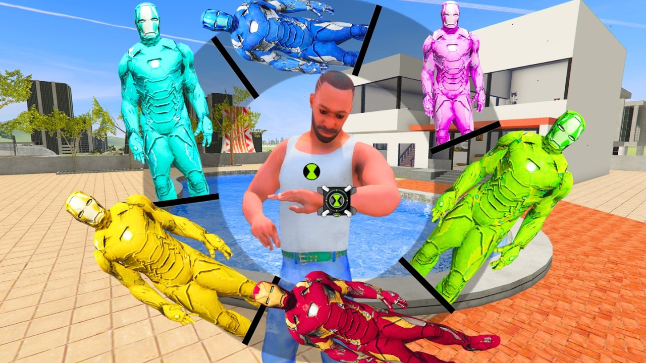 Franklin Playing As A Every Colourfull IRONMAN in INDIAN BIKES DRIVING 3D