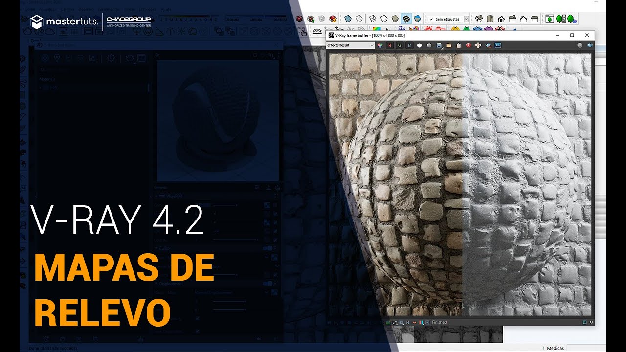 Curso V-Ray 4.2 for SketchUp Aula 10: Mapas de Relevo - Bump, Normal e Displacement