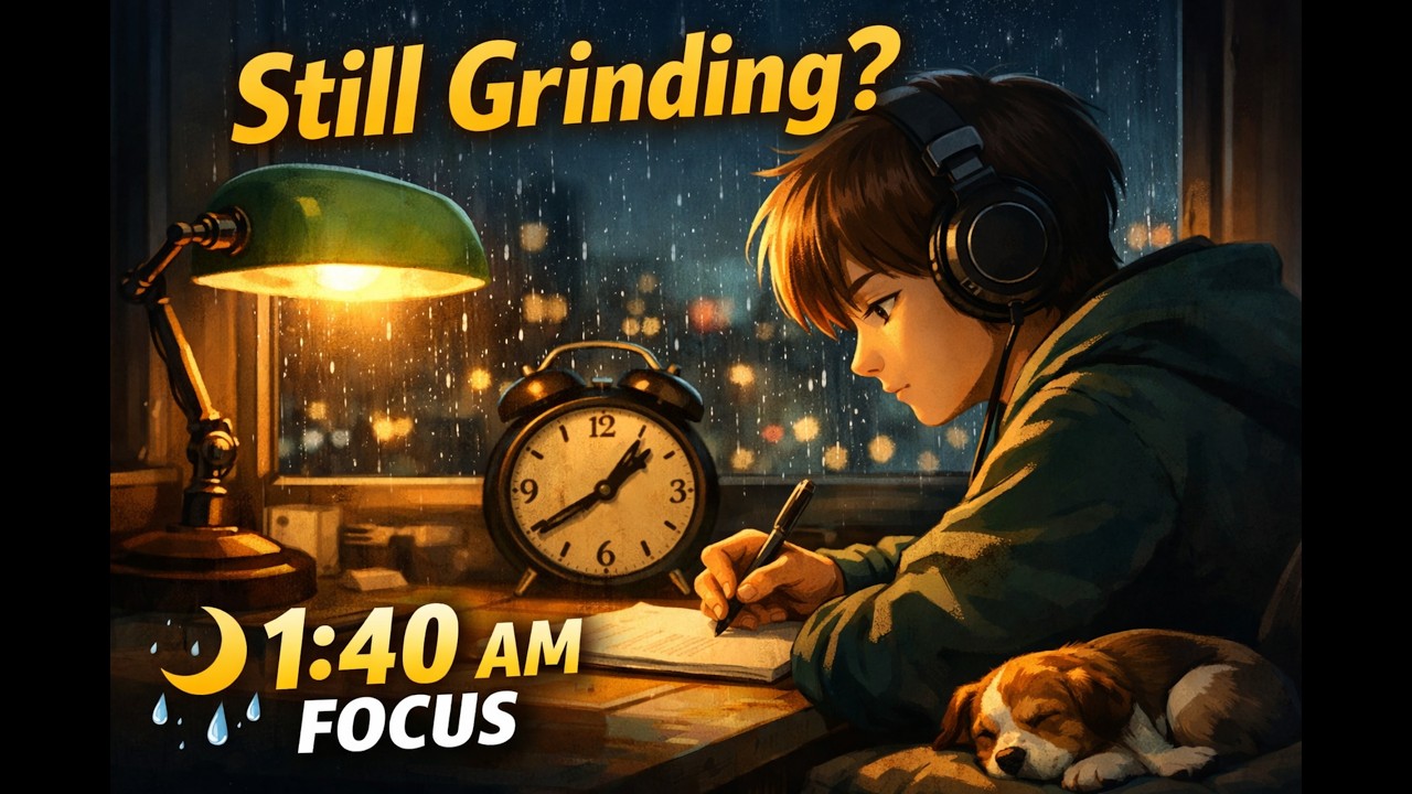 1:40 AM Deep Focus Lofi 🌧 Late Night Study Beats | Calm Rain Music for Productivity