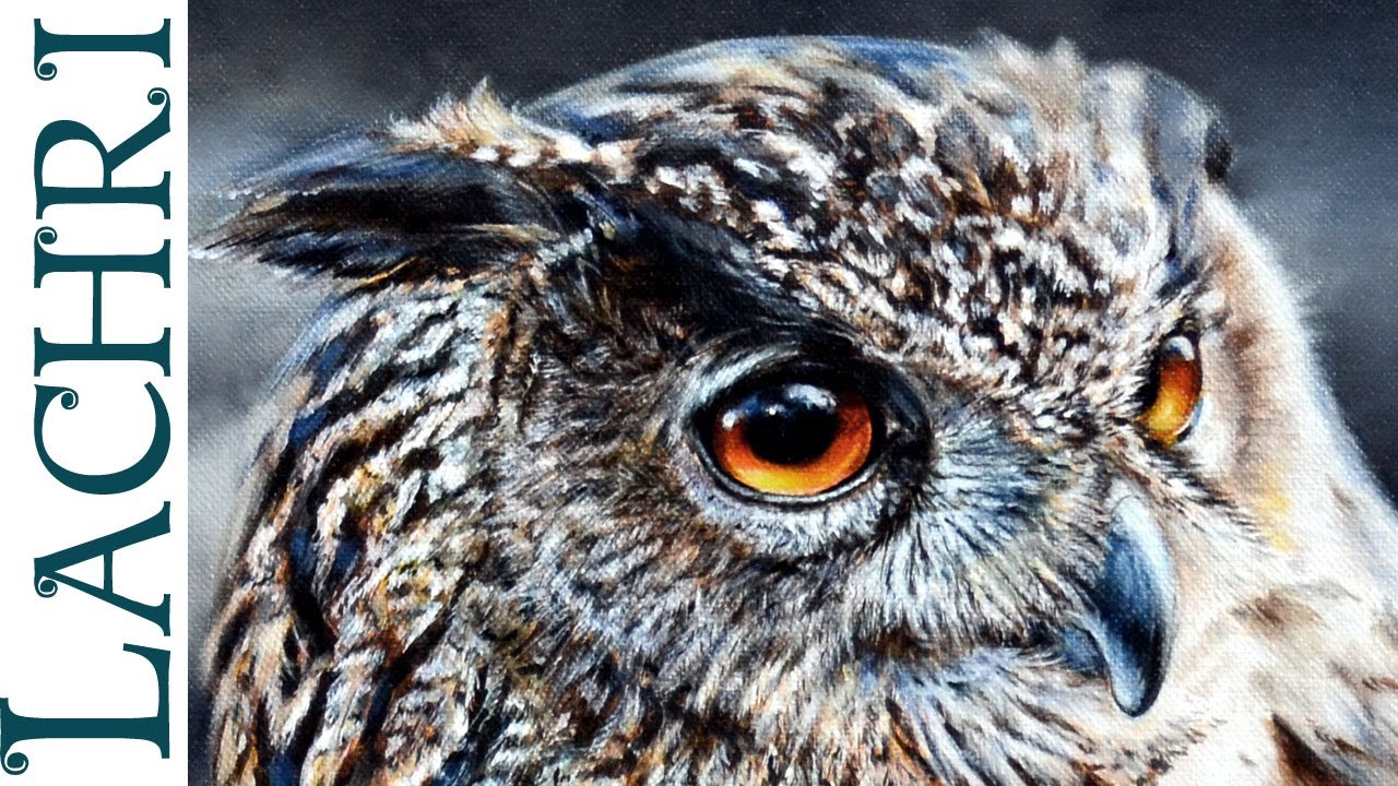 Time Lapse  Eagle Owl oil over acrylic photorealistic 