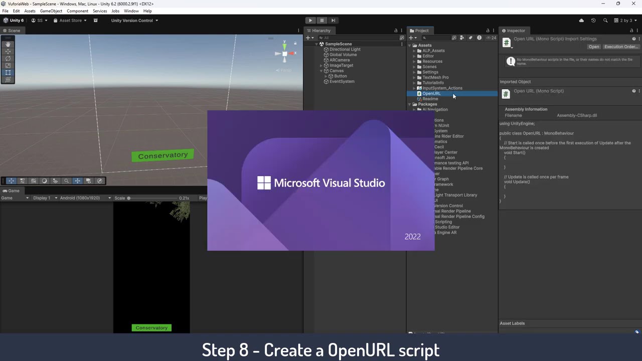 Special Request : Unity UI Button and OpenURL on button click for Vuforia in Unity 6