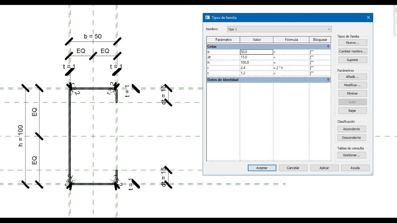 Revit Familias: Viga de perfil C + Catálogo de tipos - PARTE 2