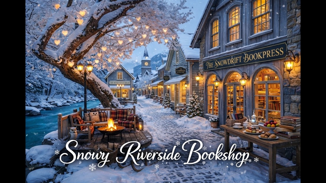 Snowy Riverside Bookshop ❄️ Soft Piano Music for Relaxing, Studying & Cozy Winter Evenings (2 Hours)