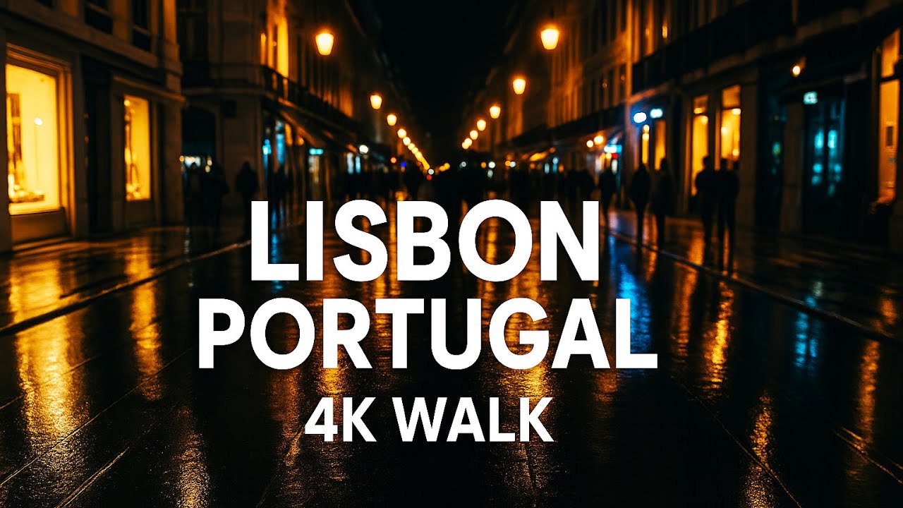 Lisbon 4K Night Walk – Warm Evening Glow, Quiet Streets & Realistic Urban Ambience