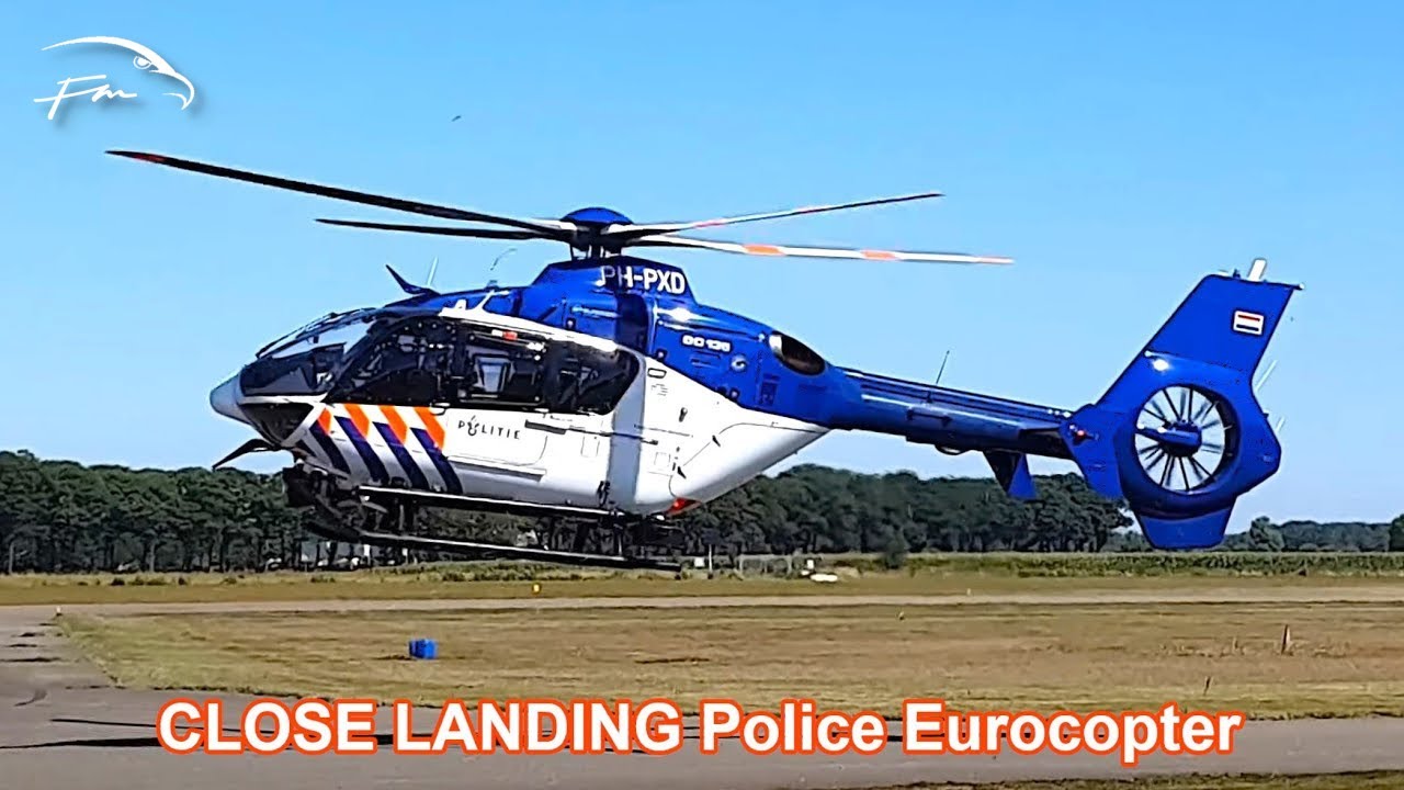 ▶️ Police Eurocopter EC135 P2:  Close Landing 'PH-PXD' Refuel at Teuge Airport