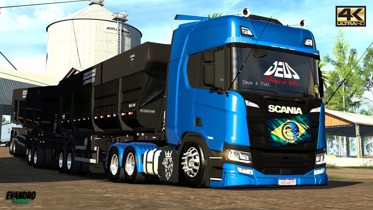 Dirétão Scania 770-SUPER Pressão-(90 t)-Milho RodoCaçamba Randon Dest-São Mateus Ets2 V1.57