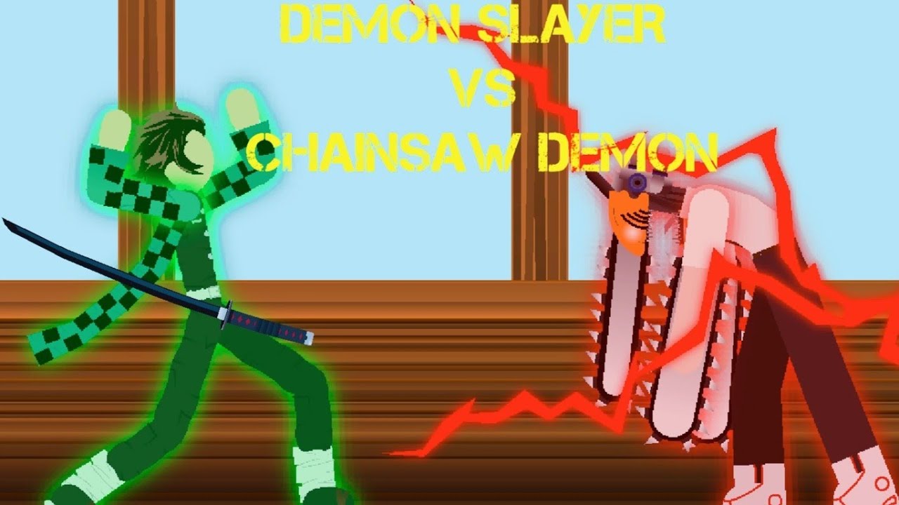 Tanjiro (Demon slayer) VS Denji (ChainsawMan)  Demon slayer vs Chainsawman Sticknodes Animation