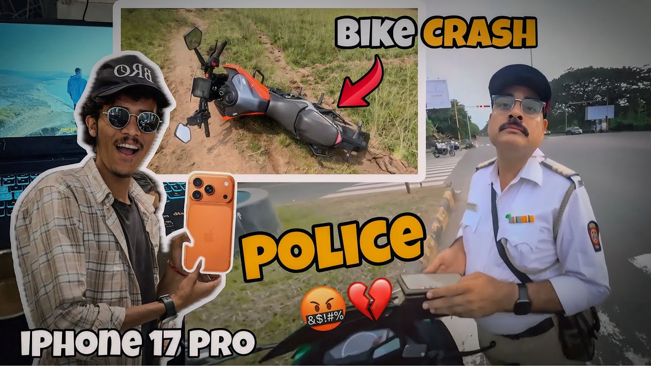 Bike Crash Because of Police 😱💔 But Got iPhone 17 Pro 😍🔥