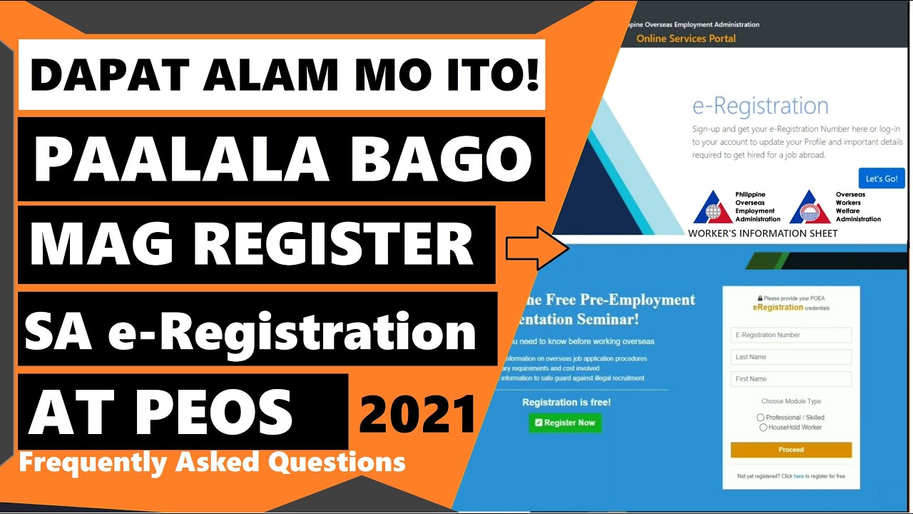 POEA E-REGISTRATION AND PEOS ONLINE REGISTRATION