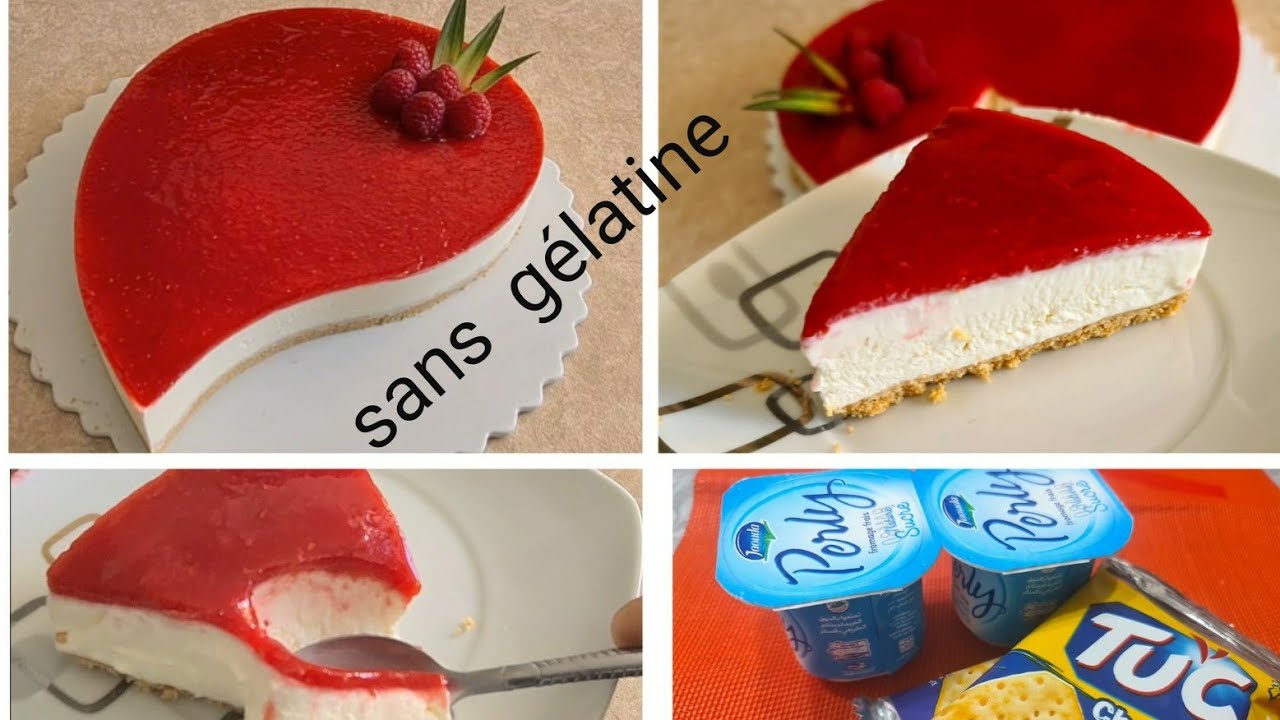 بدون جلاتين وبمكونات بسيطة الذ وارقى تشيز كيك بالتوت سريع التحضير اقتصادي chees cake framboise