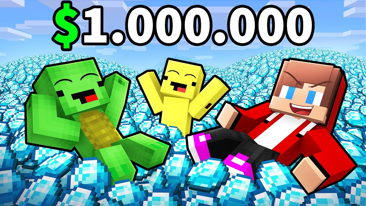 JJ and Mikey Have 1,000,000 DIAMONDS in Minecraft!