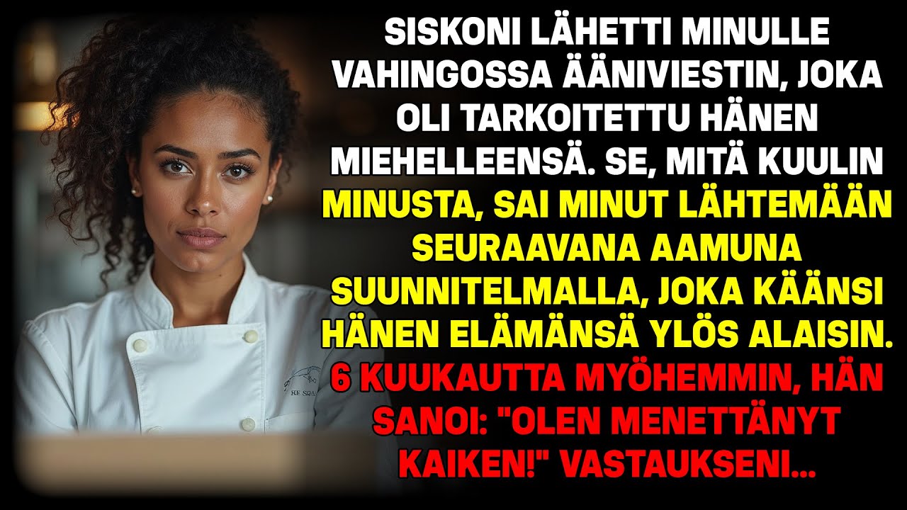 Siskoni lähetti ääniviestin miehelleen, mutta se tuli minulle. Kuulemani sai minut lähtemään...