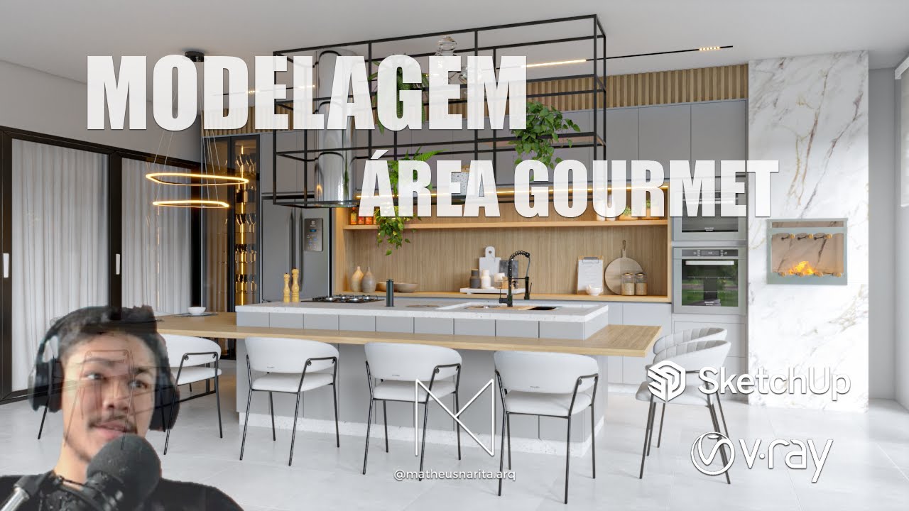 PROJETO COMPLETO - ÁREA GOURMET MODERNA #1 SKETCHUP E VRAY