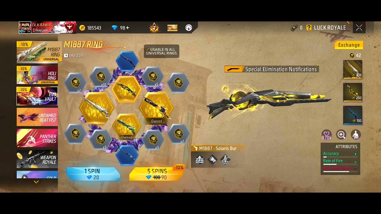 M1887! RING EVENT SPIN IN FREE FIRE 🔥🔥🔥🔥🔥🔥