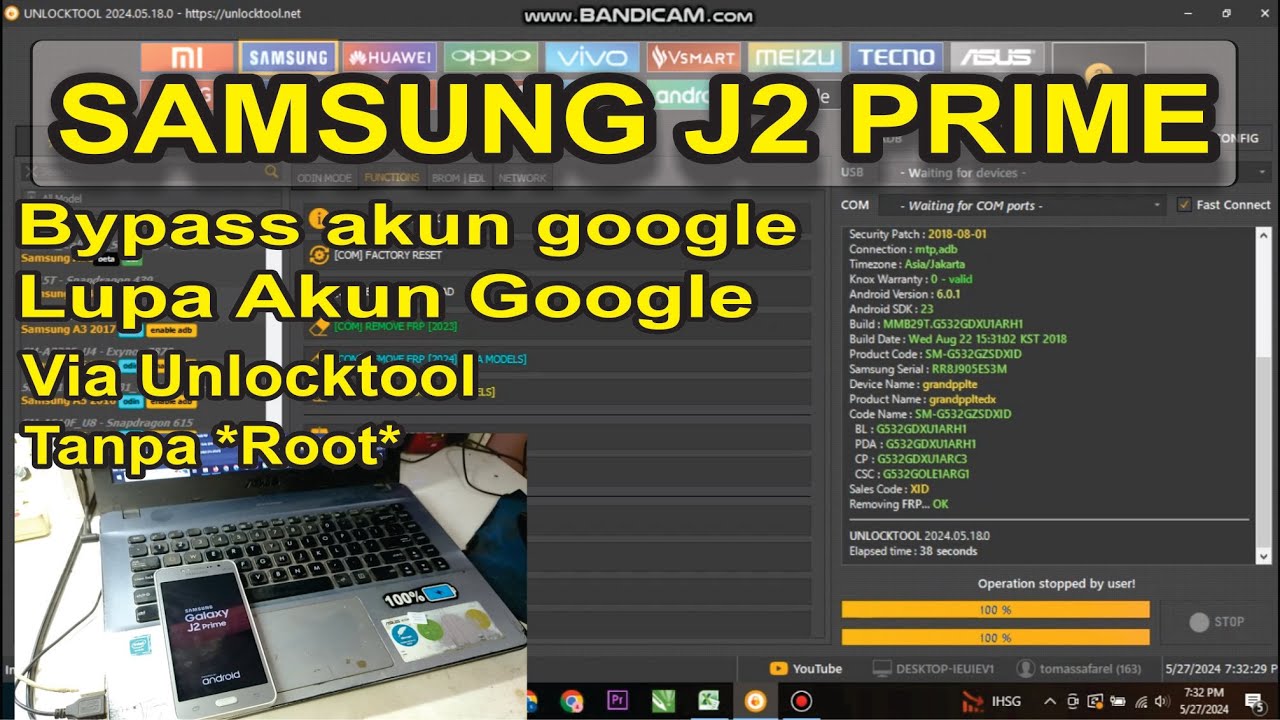 Remove Frp Akun Google SAMSUNG J2 Prime Via Unlocktool ON Click Terbaru