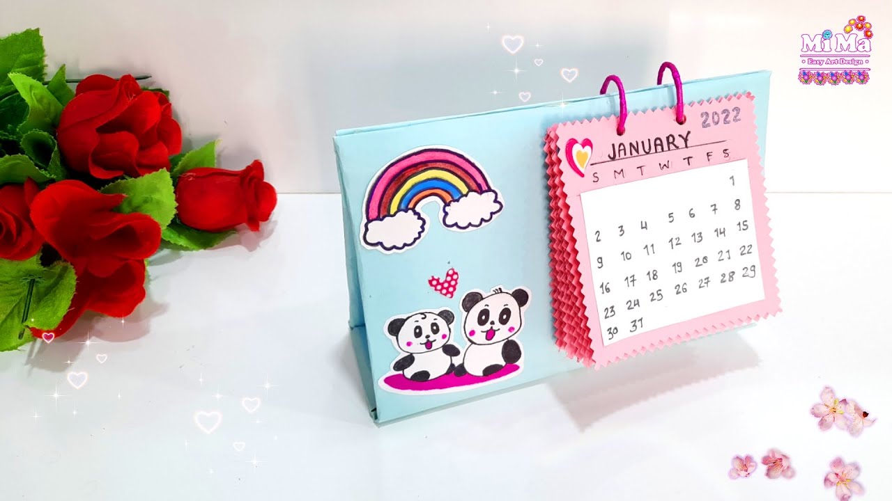How to Make New Year Desk Calendar/ Disney Characters Craft/ DIY Calendar Craft / 2022 Paper Craft