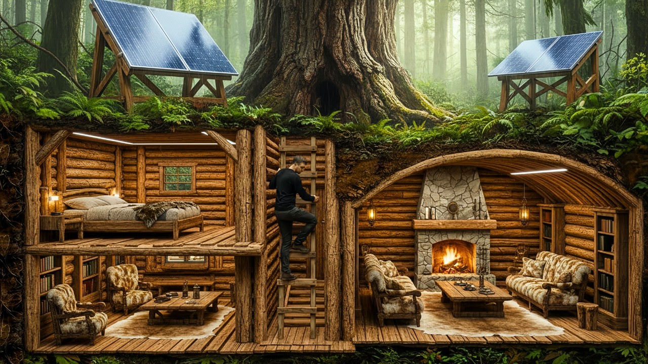 No One Knew This Tree Hid a Secret Underground House — Built Alone Deep in the Forest (ASMR) (#1)