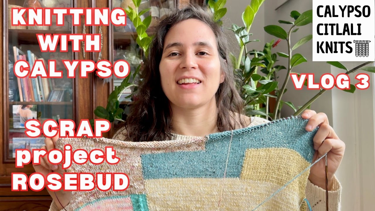 Knitting Rosebud Scrap Project with Calypso - Vlog 3