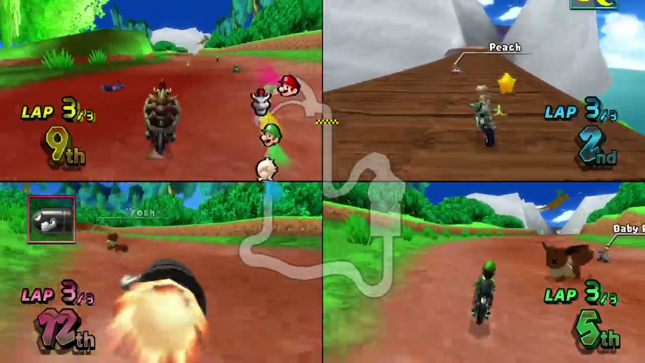 Mario Kart Wii Custom Tracks (Wiimms) ✦ 4 Players #874 (3 Tracks) 150cc