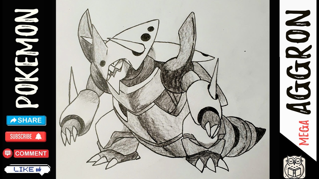 How to Draw Mega Aggron with Pencil | Easy Step-by-Step Pokemon Sketch