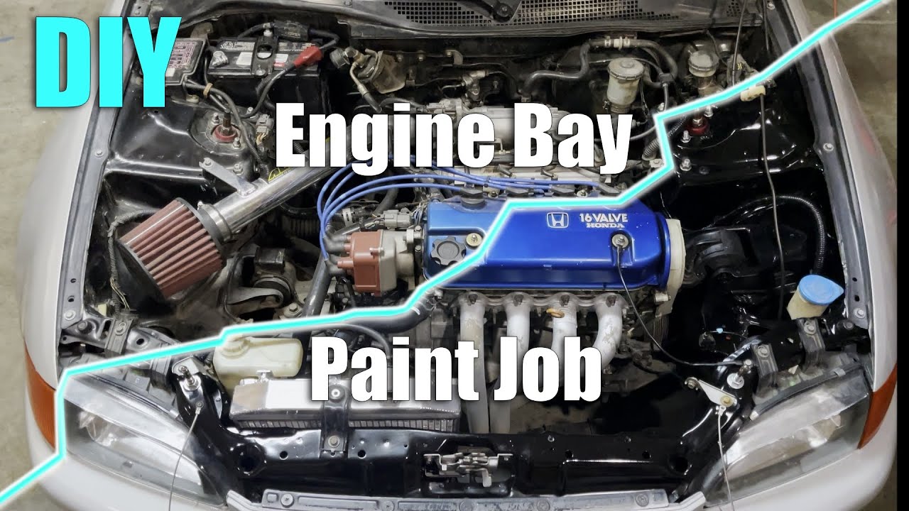 Painting My Engine Bay WITHOUT Removing My Engine!!!! Honda Things...