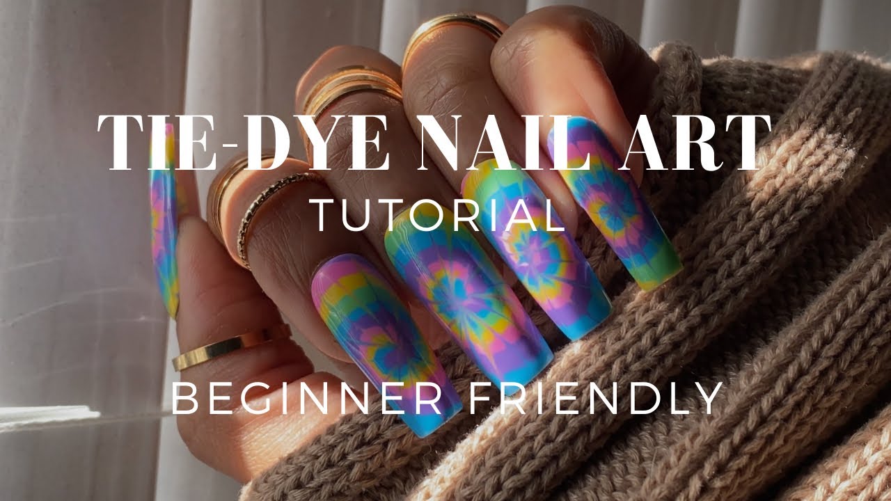 Tie-Dye Nail Art 🍭🍬🩵 | BEGINNER FRIENDLY | Spring Summer Nails | How to Make Press-Ons | UV Gel