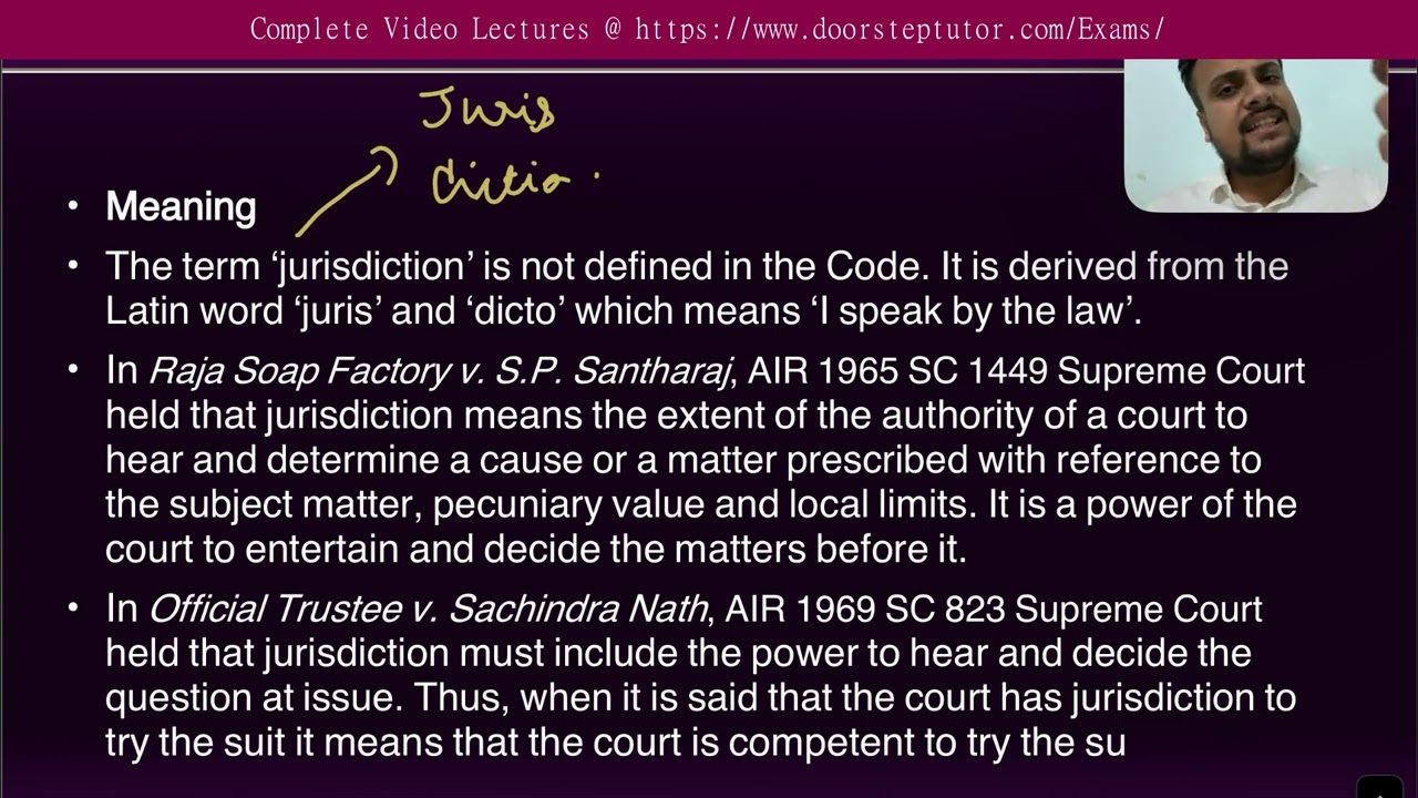 ⚖️ Civil Procedure Code (CPC): Jurisdiction of Civil Courts | Law Exams