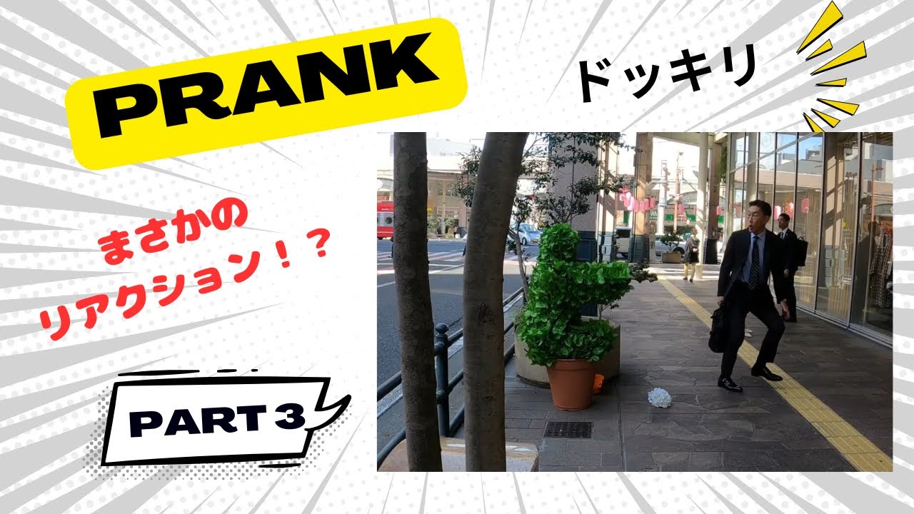 Very funny bushman prank! Flower drop is very effective !! ブッシュマンドッキリ！超面白い通行人のリアクション！