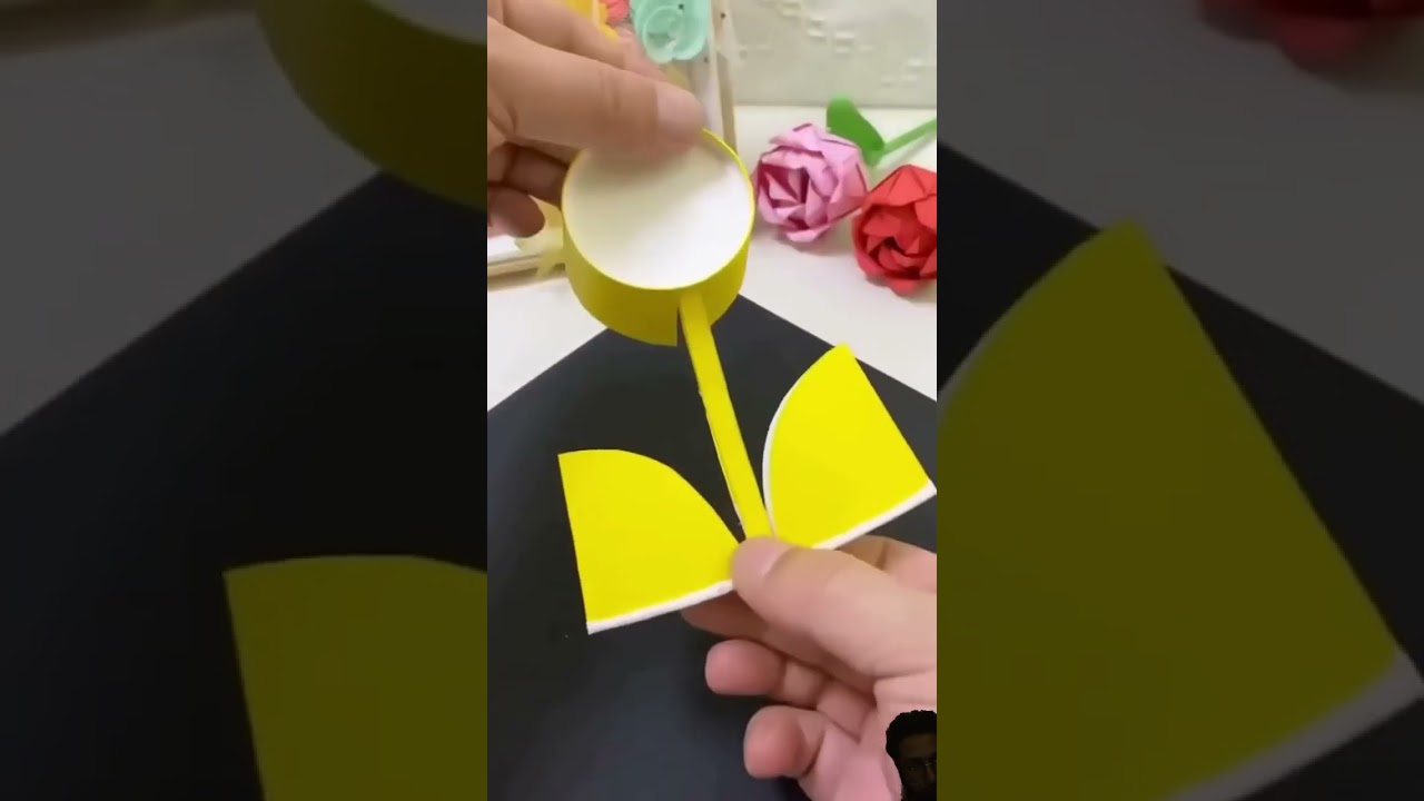 Making Sunflower With paper Glass #shorts #diy #papercraft