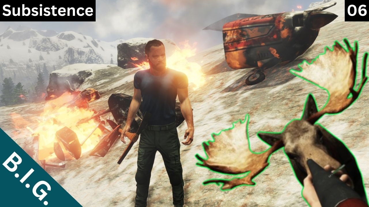 Subsistence - Day 06 - Crashed Plane, Locked Chest, The Magnum, A Moose and BIG Plans