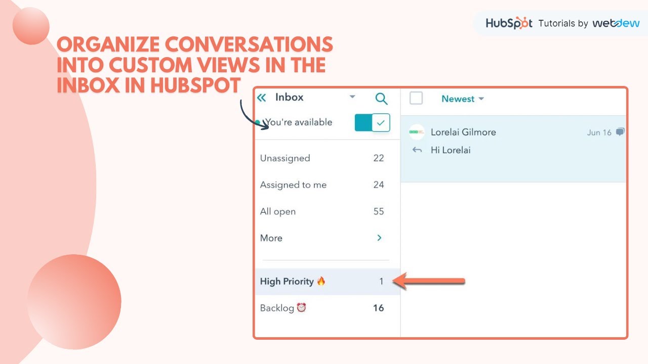 How to organize conversations into custom views in the inbox in HubSpot