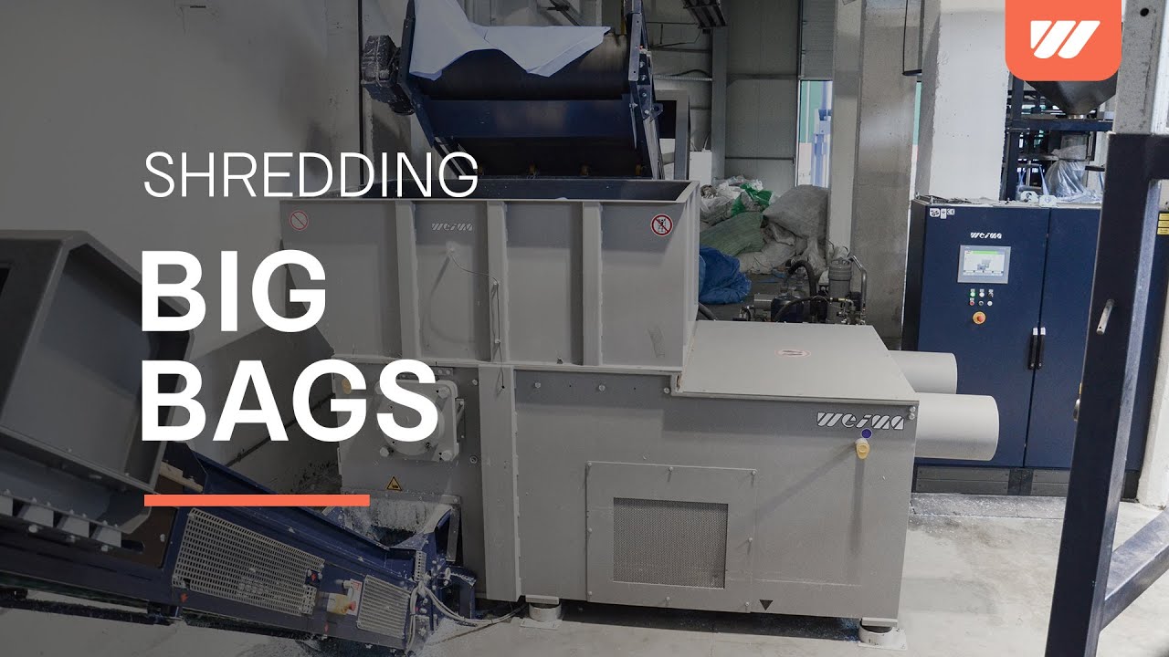WEIMA WLK 1500 zerkleinert Big Bags für EREMA Intarema extrusion system