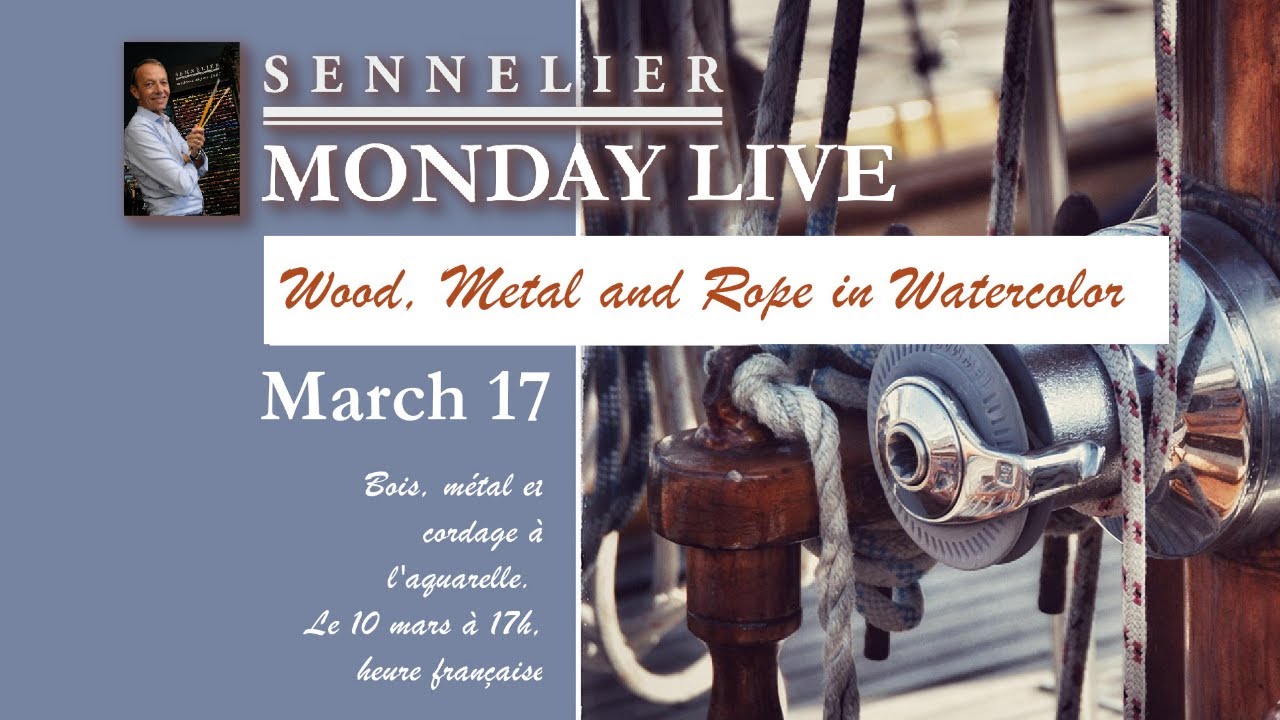 Monday Live! Wood, metal and rope in Watercolor