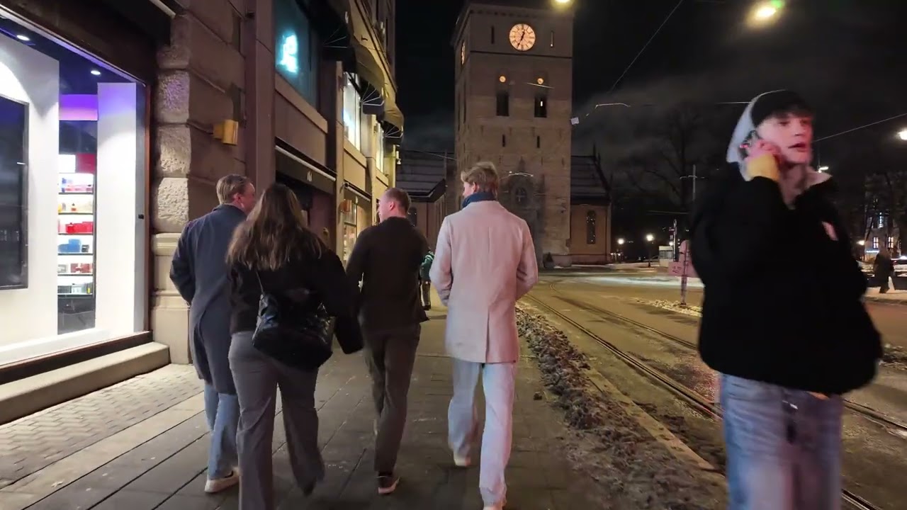 Oslo NIGHTLIFE Winter Walk 4K | City Centre Stroll Norway ❄️🇳🇴
