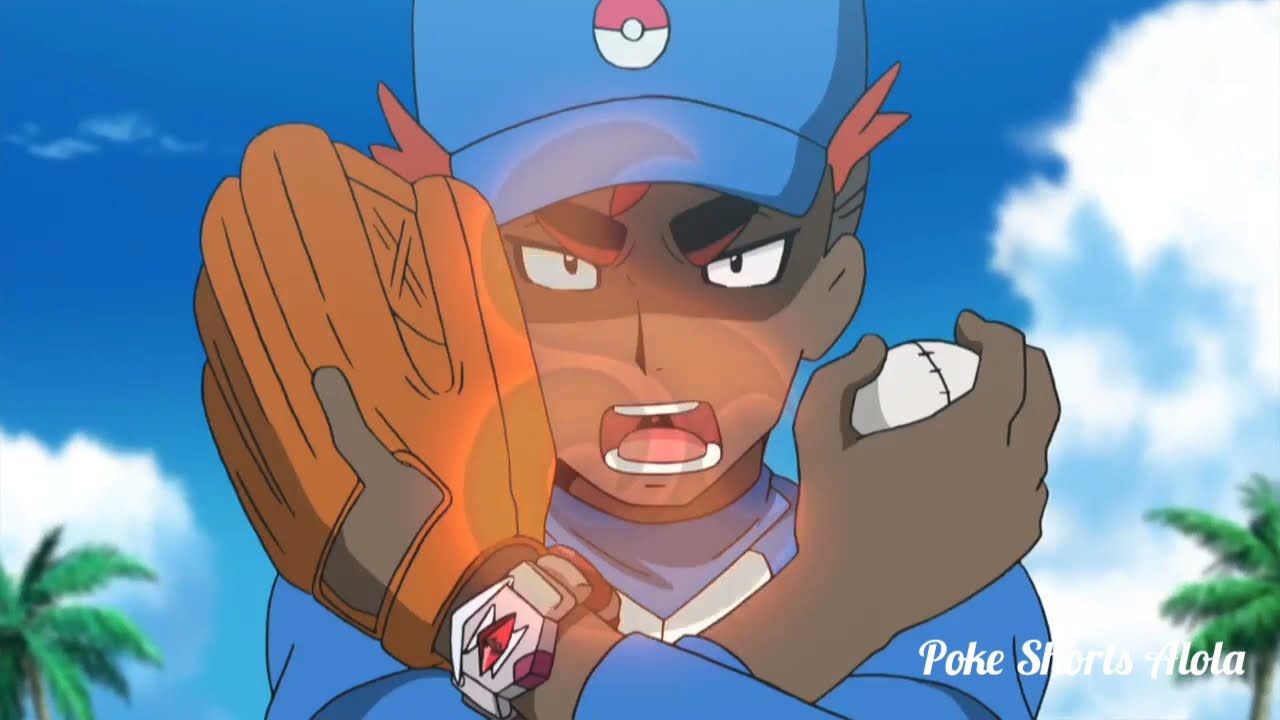 Kiawe's Inferno Overdrive Ball and Ash'sGigavolt Havoc Swing in Pokemon Baseball game