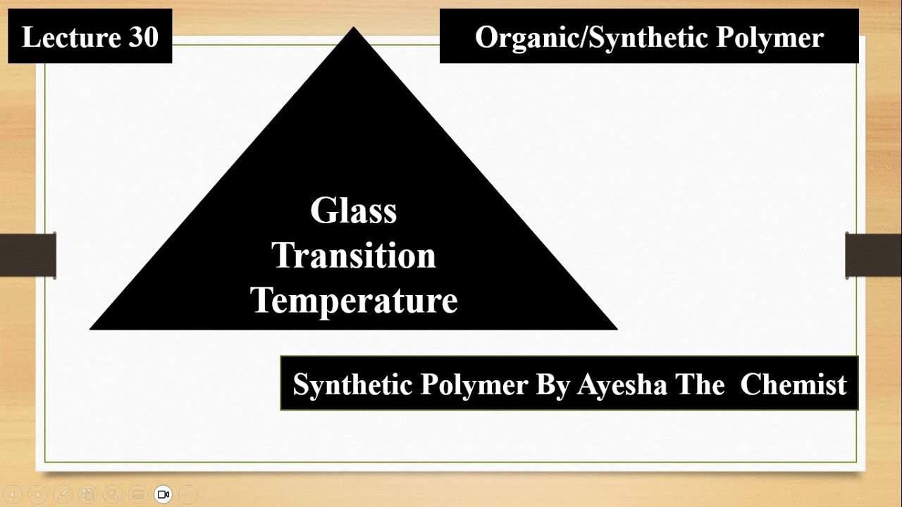 Lecture # 30/ Glass Transition Temperature (Tg) / Organic Polymers/ 14 May 2023