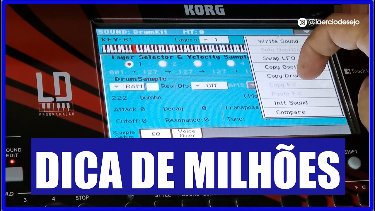 COMO COPIAR UMA PEÇA DE BATERIA PRA OUTRA , JÁ COM  EQUALIZAÇÃO,FX E VOLUME NO TECLADO NO KORG-PA 🎹
