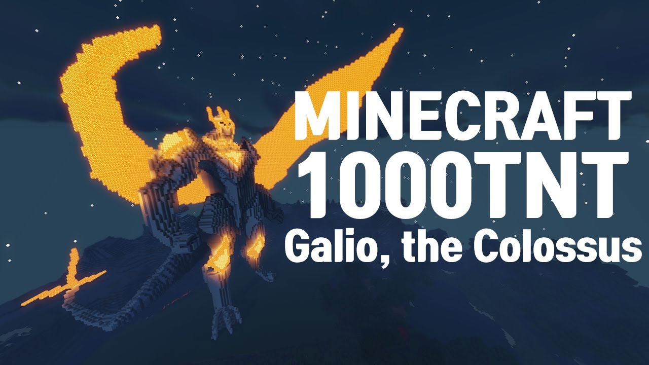 Minecraft : Blow up the 155m Galio, the Colossus (With 1000 x TNT)