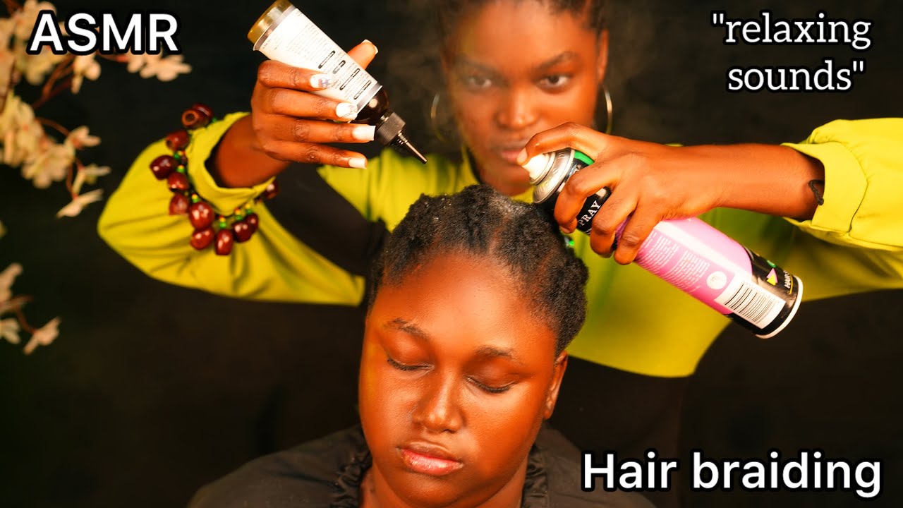 ASMR Hair braiding,oiling,scalp massage with calming soft sounds for good sleep and relaxation 