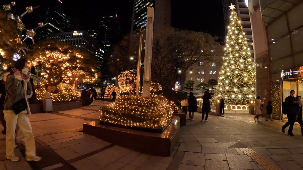 [4K] 명동과 을지로입구역 서울의 겨울 밤 산책. A winter night walk in Seoul between Myeong-dong and Eulji-ro.