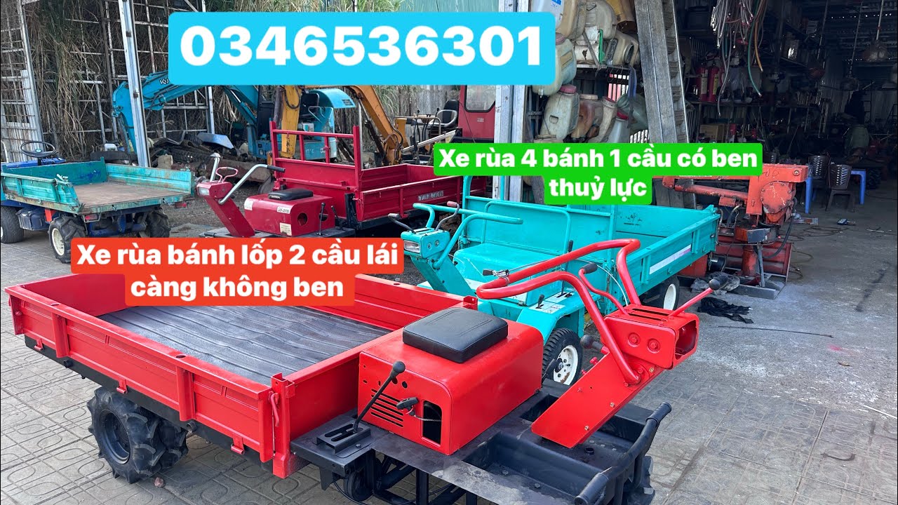 Xe rùa bánh lốp 2 cầu lái càng không ben 4 bánh 1 cầu ben đổ ben thang 2 cầu có ben (0346536301) 🐢📱 